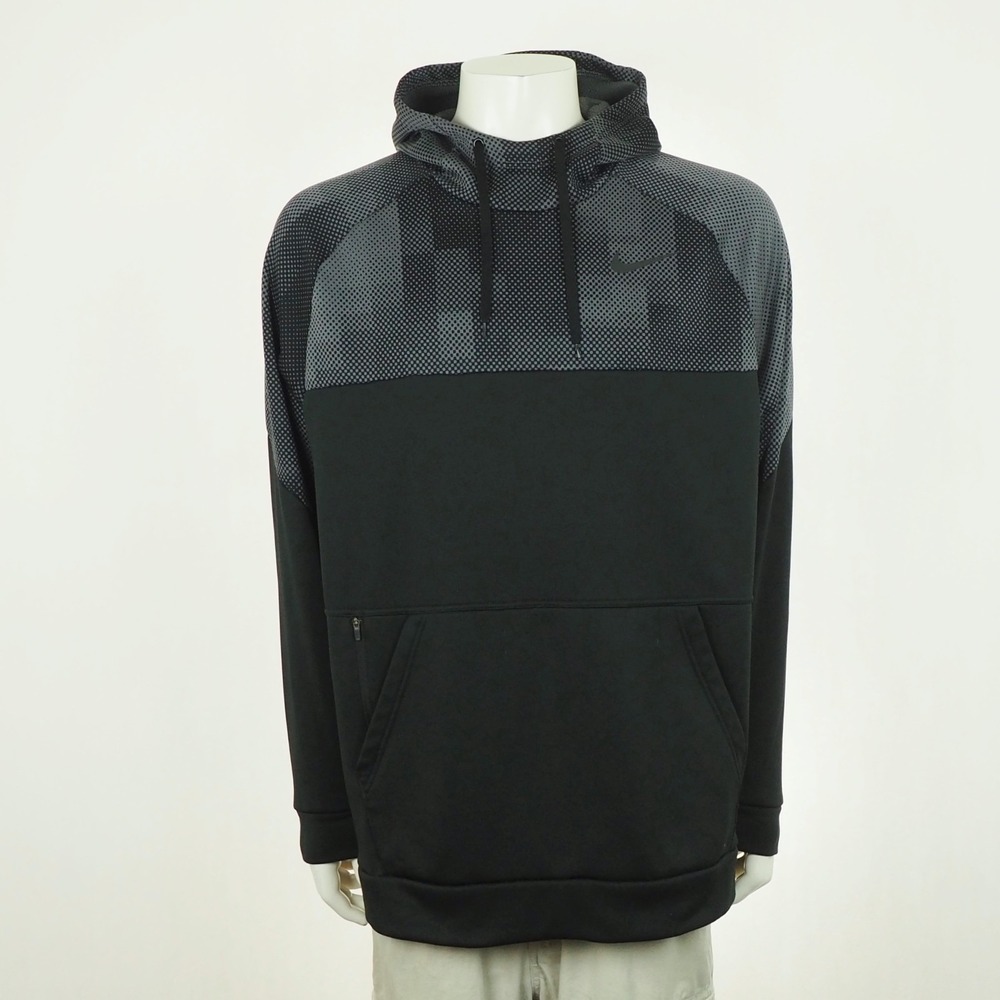 Nike Therma Pullover Hoodie Mens 2XL XXL Black Dri-Fit Hooded Training Workout